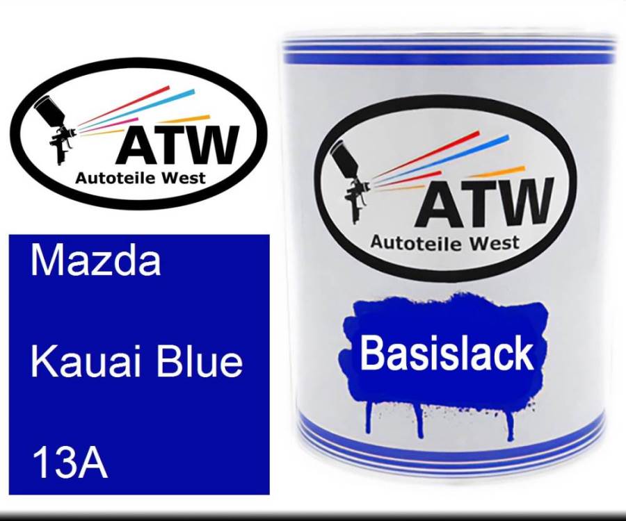 Mazda, Kauai Blue, 13A: 1L Lackdose, von ATW Autoteile West.